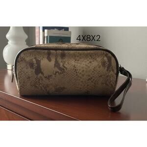B. Makowsky snake print cosmetic bag vanity case and a travel clutch